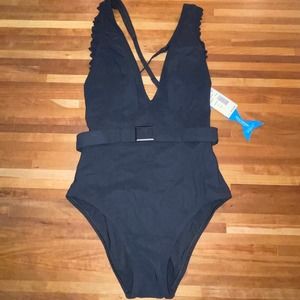 Skinny Dippers Womens Jelly Beans Cinch One-Piece black Small